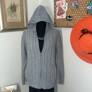 Vintage L.L. Bean Gray Cable Knit Sweater Sz. L